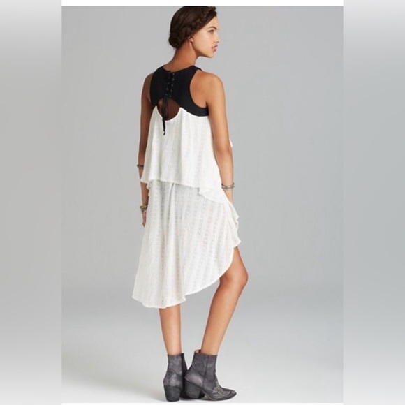 Free People  Lace w/Faux Leather Embroidered Tunic Top - Picture 6 of 7